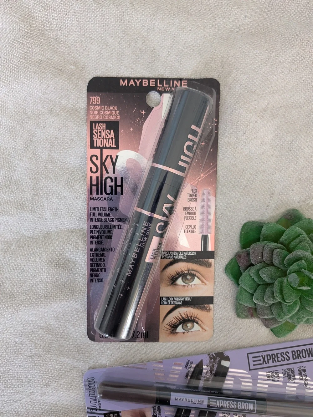🌸 Maybelline Sky High Mascara in Black + Express Brow Brown Eye Bundle NWT